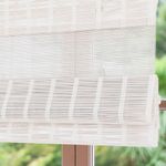 Sunbox Cordless Bamboo Roman Shade Blind, Woven Wood Roman Shades, Light Filtering Natural Bamboo Shades for Windows, French Doors, 31.5" W x 64" H, Pearly White