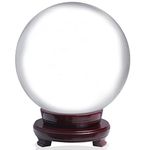 LONGWIN 150mm (5.9 inch) Divination Crystal Ball Glass Globe Sphere Free Wooden Stand