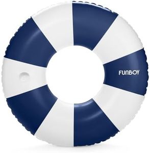 FUNBOY Giant Vintage Navy Blue Stripe 48'' Tube Float with Integrated Cup Holder, Perfect for a Summer Pool Party, Large