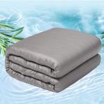 Viscose Made from Bamboo Cooling Weighted Blanket Twin Size (50''x 60'', 7lbs, 2-in-1 with Removable Duvet Cover) Heavy Blanket for Adults with Premium Glass Bead Dark Grey