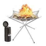 ADVENTURE PEAKS Portable Fire Pit With Easy Carry Bag 304 Stainless Steel Camp Firepit for Wood Burning Collapsing Folding Legs Camping Fire Pit for BBQ Heating Bonfire Barbecue Patio Backyard Garden