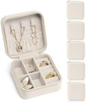 Vlando Travel Jewelry Box, Small Jewelry Travel Organizer Case for Girls Women - white*6 pack