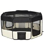 PawHut 47.25 inch Soft Pet Playpen, Folding Puppy Kennel, Dog Tent, Cat Exercise Crate, w/Bag, Beige