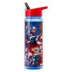 Avengers Heroes Water Bottle with Straw – Reusable Kids 600ml PP – Official Merchandise by Polar Gear – BPA Free & Recyclable Plastic – For School Nursery Sports Picnic