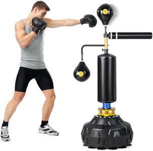 GYMAX Punching Bag, Freestanding Boxing Bag Trainer with 2 Speed Balls, Swivel Bar & Punching Bag Stand, Height Adjustable Kickboxing Reflex Equipment for Adults, Youth, Kids for MMA Muay Thai Fitness