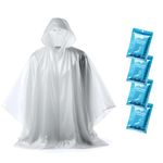 ZENO Rain Poncho Waterproof Adult - Festival Poncho - Waterproof Poncho - Disposable Poncho Clear with Hood - Emergency Poncho for Hiking, Cycling, Camping, Concert - Poncho Pack of 4
