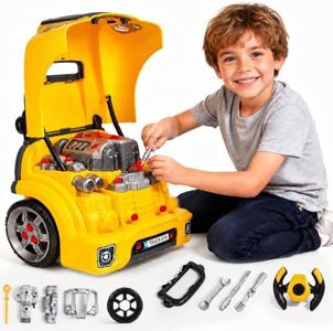 CL FUN Large Truck Engine Toy for Kids: Mechanic Repair Car Kit for Toddlers - Interactive Workshop Set Take Apart Motor Vehicle with Light and Sound for Boys Children 3+ Years Old