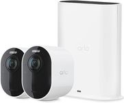 Arlo Ultra 2 Spotlight Camera & Smart Hub - Wireless Home Security Camera with Color Night Vision, Motion Sensor, 4K HDR & 2-Way Audio - White, 2 Pack, VMS5240-200NAS