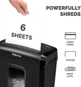 Fellowes Powershred 6M Shredder – 6-Sheet Cross-Cut Paper Shredder