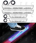 Fabtec Car Door LED Foot Step Sill Plate With Mirror Finish LED Car Sill Plate Compatible With Honda Civic Car (Set of 4PCS,Blue)