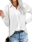 onlypuff Womens Blouses Tops Button Down Long Sleeve Shirts for Ladies White