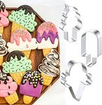 Ice Cream Cookie Cutters, Summer Ice Cream Cone Cookie Cake Mold Bakery Supplies, Stainless Steel Metal Molds Cutters for Making Biscuits