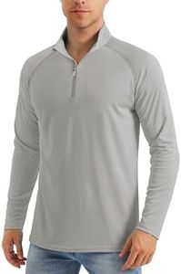 Long Sleeve Shirts for Men - Sun Protection Outdoor Quick Dry Rash Guard Running Fishing Shirts - Light Grey