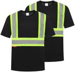 ProtectX High Visibility Shirts Short Sleeve Reflective Hi Vis Safety Shirts for Men Class 2 Work Shirts for Construction Warehouse 2 Pack Black Short Medium