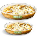 Allo Borosilicate Oval Glass Baking Dish, Baking Tray, Oven and Microwave Safe, Set of 2 700ml,1600ml Transparent