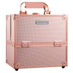 Frenessa Makeup Box Cosmetics Case Jewelry Organiser Vanity Make Up Storage Box Beauty Train Case Lockable with Keys (Rose Gold)