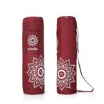 Wiselife Cotton Yoga Mat Bag Premium Carry Bag, Full Easy Access Zip, Multi Functional Storage Pockets & Adjustable Shoulder Strap (Wine-Upto 8MM), Maroon