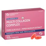 Carbamide Forte Hydrolyzed Multi Collagen Tablets With 5 Types (I, II, III, V & X) of Collagen Powder for Joint Support & Glowing Skin | Collagen Supplements for Women & Men - 10 Tablets