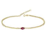 Solid 14K, Gold Diamond Bracelets for Women, Genuine Oval Sapphire Emerald Ruby with Diamond Chain Bracelet, Dainty Handmade Natural Gemstone Bracelet