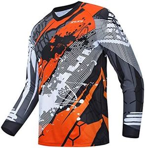 Hotlion Cycling Jersey Men Long Sleeve MTB Motocross Shirt Off-Road Racewear, Cd9528, 3X-Large