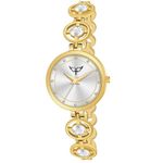 WHITE BIRD Brass Womens Ladies Fashion Watch With Bracelet And Crystal Bezel, Black Analog Design, Water Resistant (Gold)