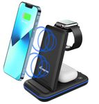 Foldable Wireless Charging Station, KOOPAO 3 in 1 Wireless Charger for iPhone 15 14 13 12 11 /Pro Max/X/XS/XR, Apple Watch SE 8 7 6 5 4 3 2 Airpods Pro/2/3, Samsung etc