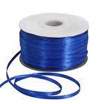 3mm x 180M Royal Blue Thin Solid Satin Ribbon Spool Double Face Woven Polyester Fabric Ribbons for Crafts Hanging Tags Invitation Card Balloons Bouquet Hair Gift Wrapping Party Decoration