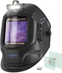 Omolith 3.93"X3.66" Large Viewing 1/1/1/1 True Color Welding Helmet with Light, 4 Arc Sensor Auto Darkening Welding Hood, Wide Shade 4/5-9/9-13 for TIG MIG Arc Weld Grinding Welder Mask