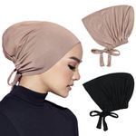 2 Pcs Women Hijab Undercap,Under Hijab Cap Inner Under Scarf Hat Hijab Cap Islamic Muslim,Bonnet Cap, Adjustable Hat Cap