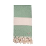 Blue Beach Turkish Towel Diamond -100x180cm Large Turkish Hammam Peshtemal Towel - Super Absorbent, Quick Dry, Lightweight, Compact Towels for Swimming, Bath, Gym, Sauna and Travel (Green, 1)