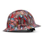 Full Brim Pyramex Hard Hat, American Flag and Bald Eagle Design Safety Helmet 6pt, by AcerPal