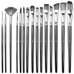 15 Pcs Watercolour Paint Brushes Set, Anti-Shedding Round Pointed Tip Paintbrushes Nylon Hair Artist for Acrylic Ink Oil Watercolor Paint, Face Nail Art, Miniature Detail Painting