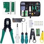 Fotgear RJ45 Crimping Tool,12 in 1 Ethernet Crimper Kit with LAN Cable Tester for Telephone and Network Cat6/5e/5 RJ45/11/12, Network Tool Repair Kit with 8P8C Connectors, Wire Stripper/Cutter/Plier