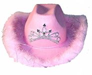 Felt Pink Feather Blinking Rhinestone Cowboy Hat