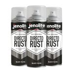 JENOLITE Directorust Gloss Spray Paint | BLACK | 3 x 400ml | Direct To Rust Spray Paint For Metal | Multi Surface Gloss Spray Paint For Wood, Metal, Plastic, Ceramic | RAL 9005