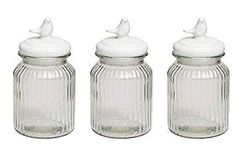 HOMIES INTERNATIONAL Glass Mason Jar With Lids - 1000 ml, 3 Pieces, Clear