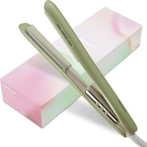 Panasonic Hair Straightener in Matcha Green, Instant Heat 185°C, 6 Heat Settings, Ceramic Floating Plates, LED Display, Anti-Burn Design, 2.7m Cord, Auto Shut-Off and Lockable (EH-HV31-G541)