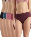 Jockey 1406 Women's High Coverage Super Combed Cotton Hipster with Concealed Waistband and StayFresh Treatment (Pack of 5)_Dark Prints_L