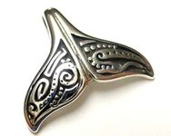 Silver pendant whale fin with engraving, made of 925 sterling silver, gift jewellery for divers and animal connoisseurs