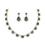 EVER FAITH Wedding Crystal Bridal Jewelry Sets for Bride Bridesmaid Statement Choker Necklace Teardrop Dangle Earrings Set for Women Party Prom Jewelry Set St patricks day Gift Emerald Green Gold-Tone