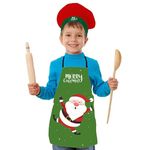 Hopcara® Christmas Apron With Chef Hat for Boys & Girls | Waterproof Chef Apron | Washable Apron for Kids for Painting Cooking Baking Sculpting | Cute Santa Digital Printed | Christmas Gifts.