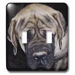 3dRose LSP_50780_2"Mastiff Oil Painting-Double Toggle Switch