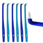 6 x Slim Interspace Toothbrush, Blue Brushes for Orthodontic Braces & Bridges