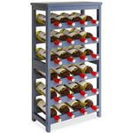 STELLSTAR Wine Rack, 6 Tier 24 Bottles Bamboo Wine Organizer Holder, Floor Freestanding Wobble-Free Wine Display Storage Shelf for Kitchen with Tabletop, Grey