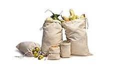 12x16 inches Cotton Drawstring Bags - Reusable Produce Bags Pack of – Multipurpose Double Drawstring Muslin Bags for Everyday Use - Natural (Pack of 6)