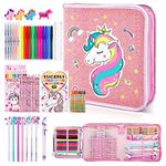 53PCS Fruit Scented Markers Set - Art Coloring Drawing Kits for Kids with Unicorn Pencil Case, Art Supplies for Kids Ages 4 6 8,Stationary Set Pencil,Crayon&Markers Stuff,Birthday Gifts Toys for Girls