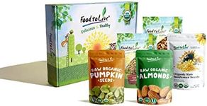 Organic Nuts & Seeds in a Gift Box - A Variety Pack of Almonds, Walnuts, Sunflower Seeds, Pumpkin Seeds, and Hemp Seeds