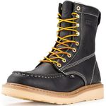 SUREWAY Mens 8 in Wedge Moc Soft/Steel Toe Work Boots for Men,Full-Grain Leather,Goodyear Welt,EH,Safety Industrial Construction Boots/Shoes for Women, Black, 10.5