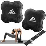 Flintronic Yoga Knee Pad, 2 Pack Non-slip Yoga Mat, Yoga Support Pad, Sports Balance Pad, Comfortable Lightweight Support for Knees, Hands, Wrists, and Elbows- 20x20cm, with Black Resistance Band