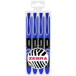 Zebra Fuente - Disposable Fountain Pen - 1.0mm Fine Nib 0.6mm Line Width - Wallet of 4 (Blue)